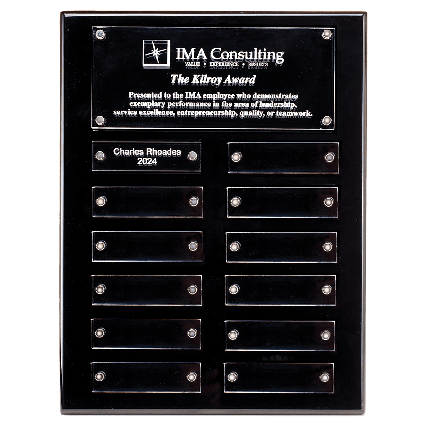 Black High Gloss Plaque with 12 Acrylic Engraving Plates