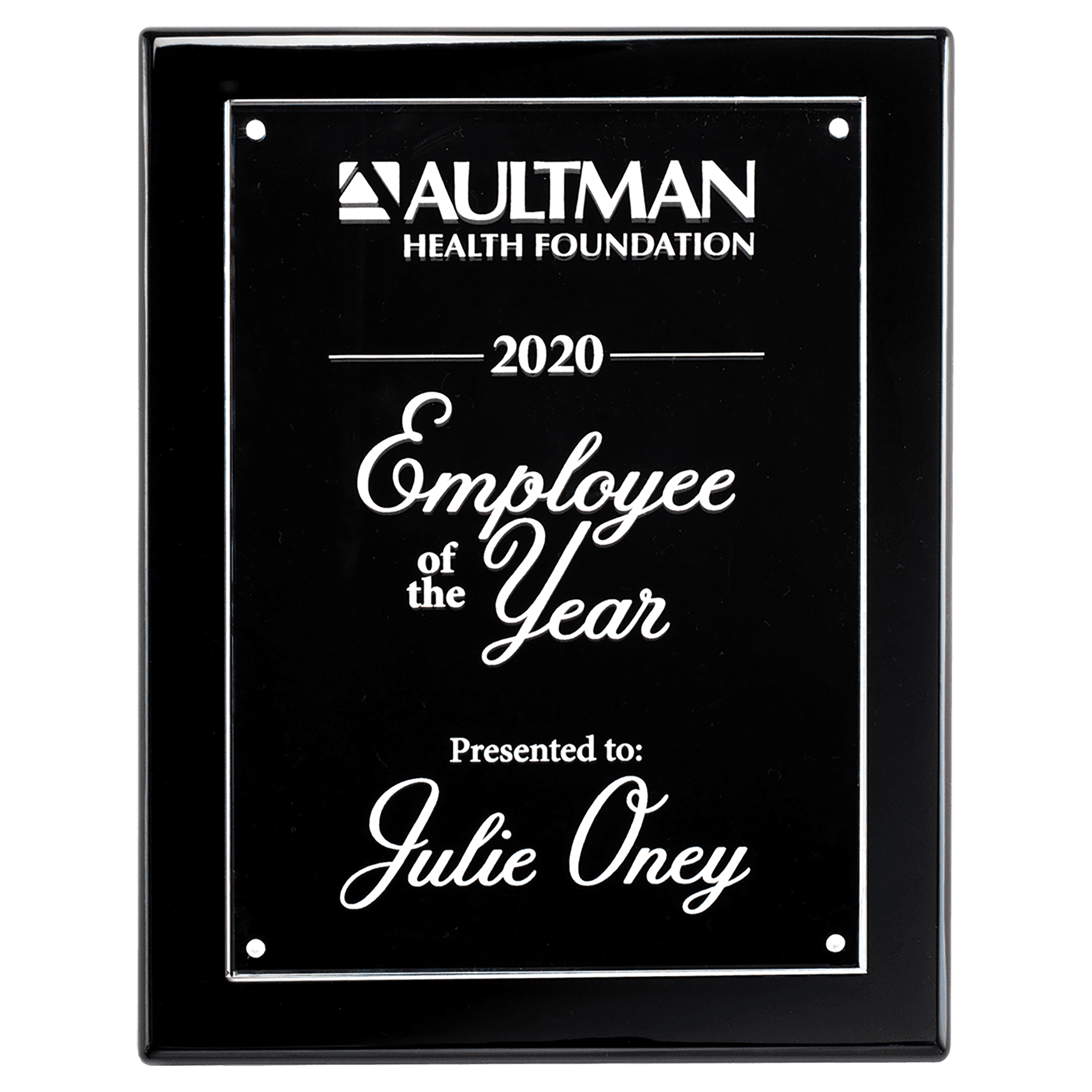 Black 8x10 High Gloss Plaque wtih Acrylic Engraving Plate