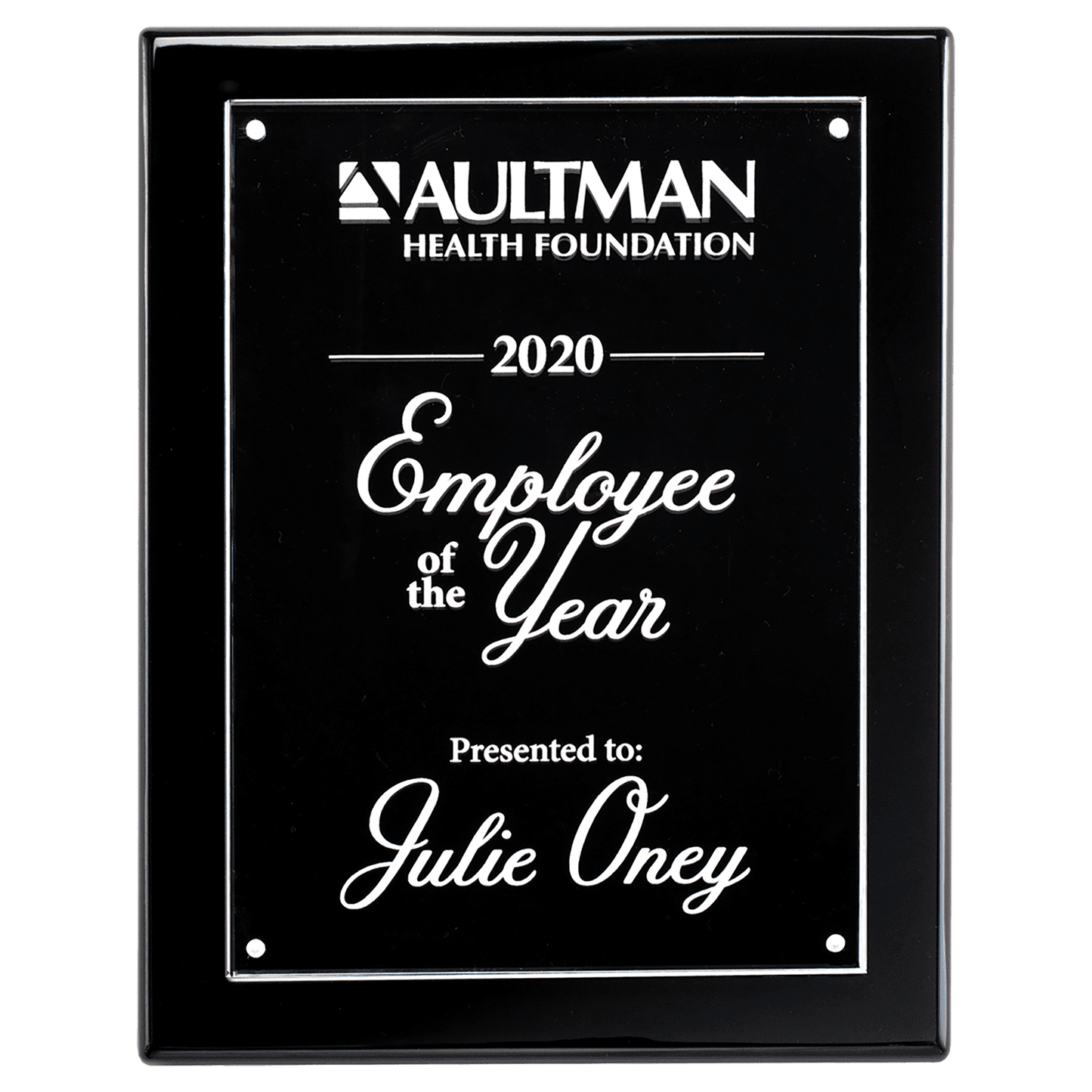 Black 9x12 High Gloss Plaque with Acrylic Engraving Plate
