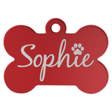 Red 1 1/4" x 3/4" Laserable Anodized Aluminum Bone Pet Tag