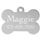 Silver 1 1/4" x 3/4" Laserable Anodized Aluminum Bone Pet Tag