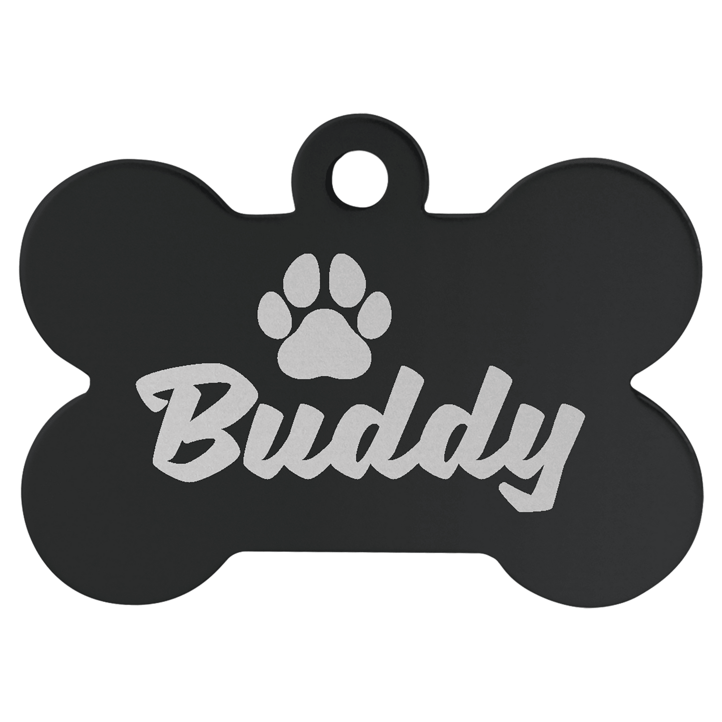 Black 1 1/2" x 1" Laserable Anodized Aluminum Bone Pet Tag