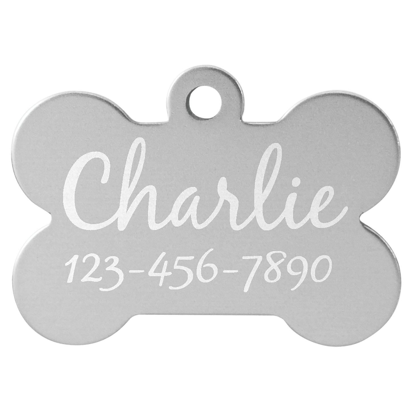Silver 1 1/2" x 1" Laserable Anodized Aluminum Bone Pet Tag