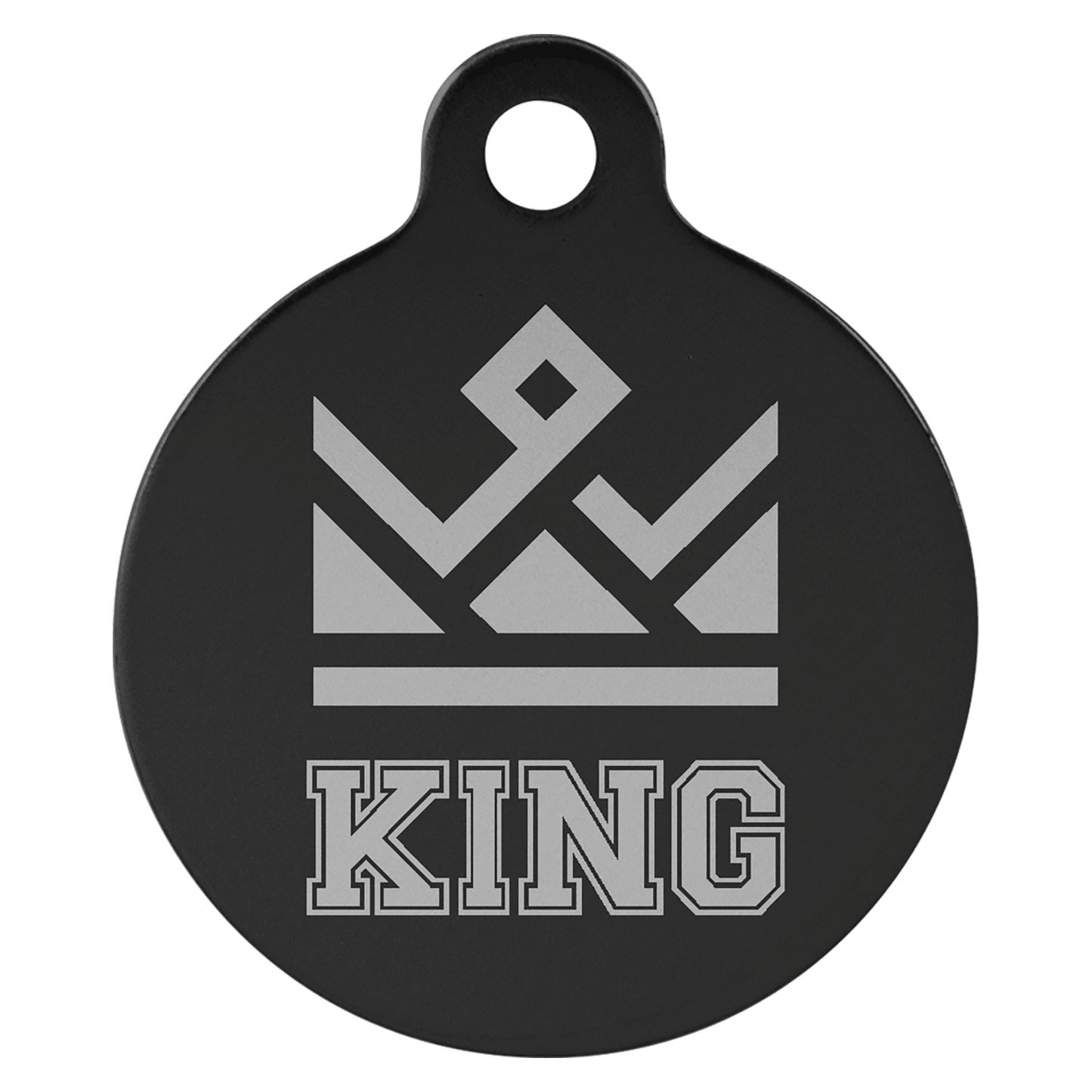 Black 1" Laserable Anodized Aluminum Round Pet Tag with Tab