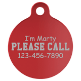 Red 1 1/4" Laserable Anodized Aluminum Round Pet Tag with Tab