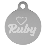 Silver 1 1/4" Laserable Anodized Aluminum Round Pet Tag with Tab