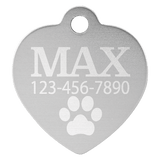 Silver 1" x 1" Laserable Anodized Aluminum Heart Pet Tag