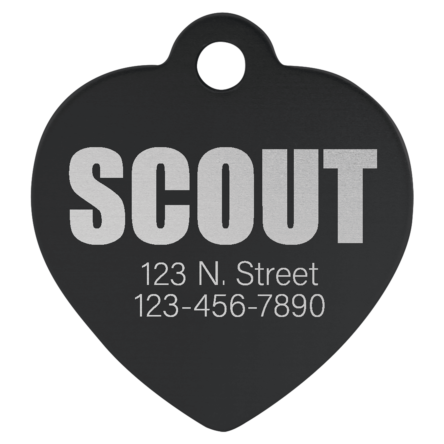 Black 1 1/4" x 1 1/4" Laserable Anodized Aluminum Heart Pet Tag