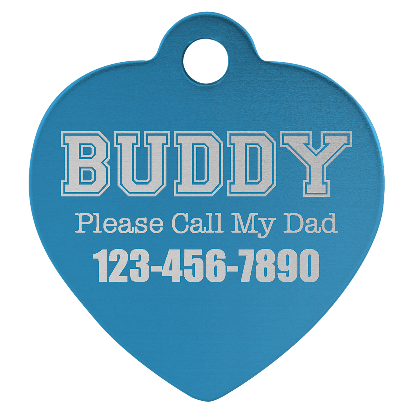 Blue 1 1/4" x 1 1/4" Laserable Anodized Aluminum Heart Pet Tag