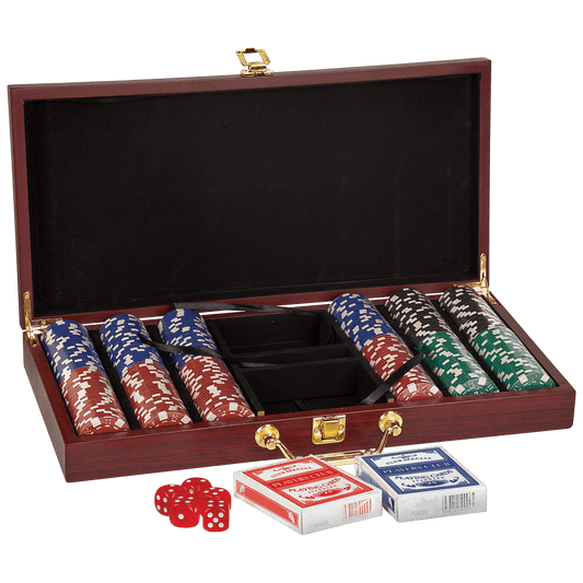Rosewood Finish 300 Chip Poker Set
