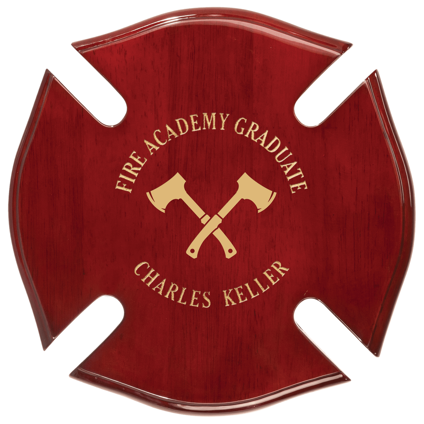 14" x 14" Rosewood Piano Finish Maltese Cross Plaque