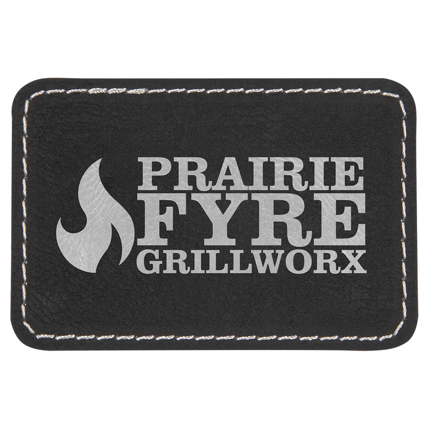 Black/Silver 3" x 2" Rectangle Laserable Leatherette Patch with Adhesive