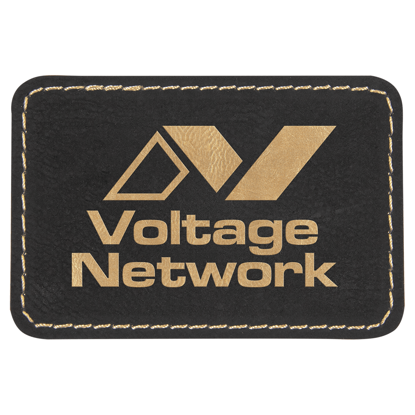 Black/Gold 3" x 2" Rectangle Laserable Leatherette Patch with Adhesive