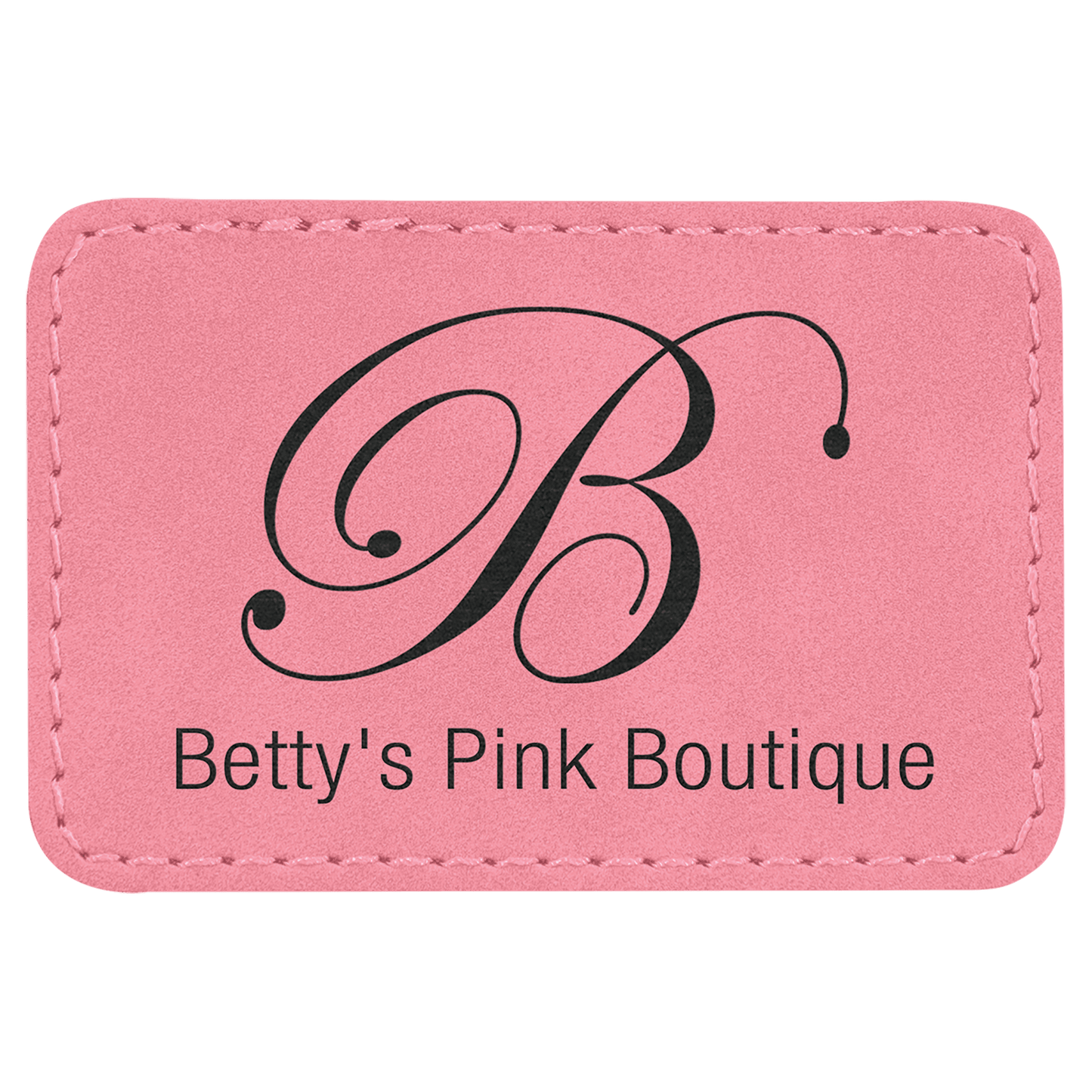 Pink 3" x 2" Rectangle Laserable Leatherette Patch with Adhesive