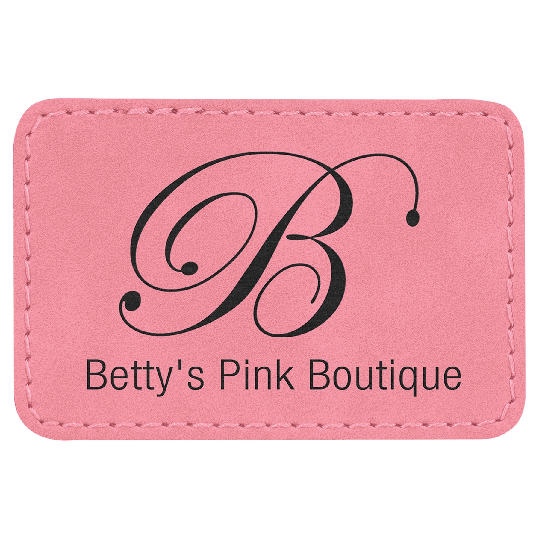 Pink 3" x 2" Rectangle Laserable Leatherette Patch with Adhesive