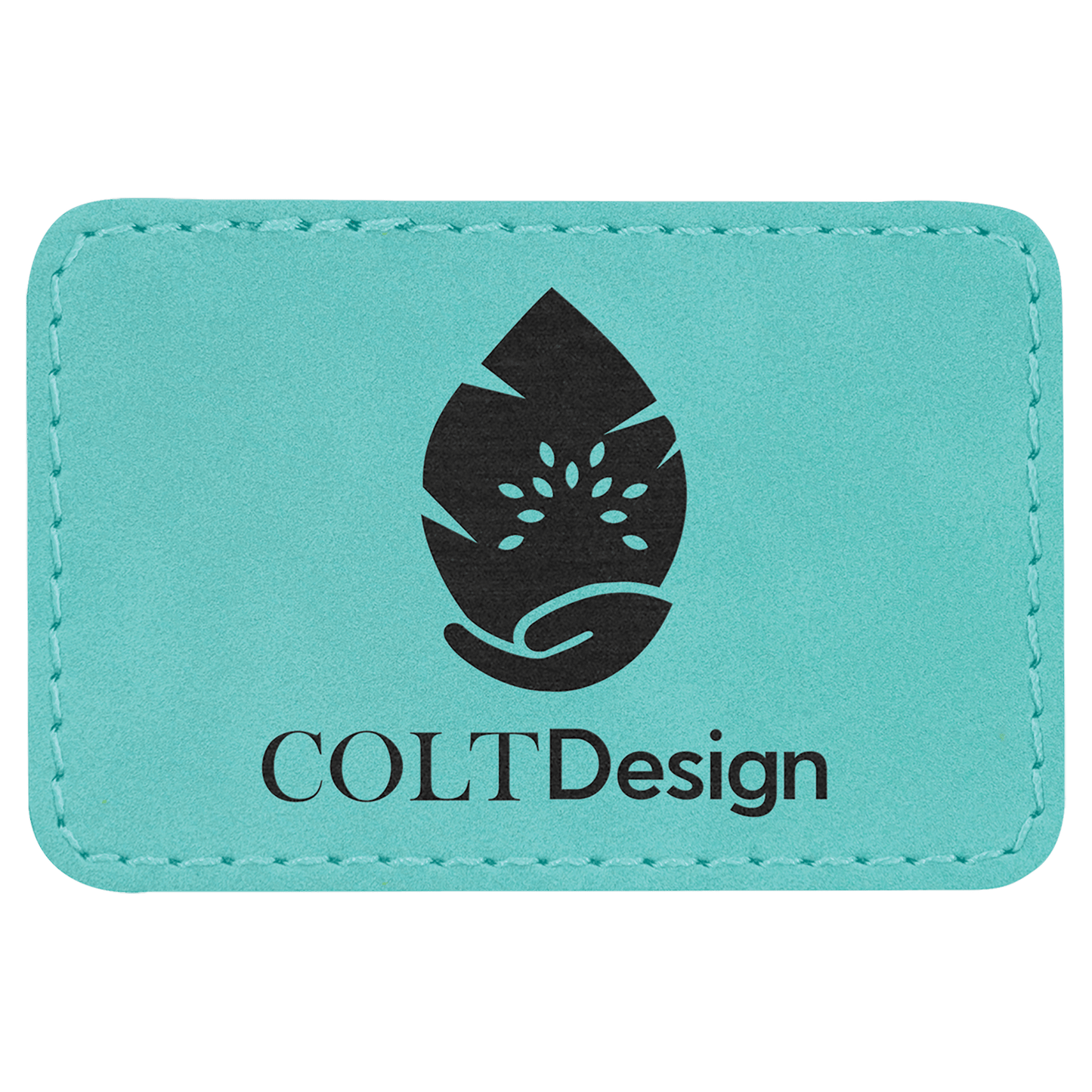 Teal 3" x 2" Rectangle Laserable Leatherette Patch with Adhesive