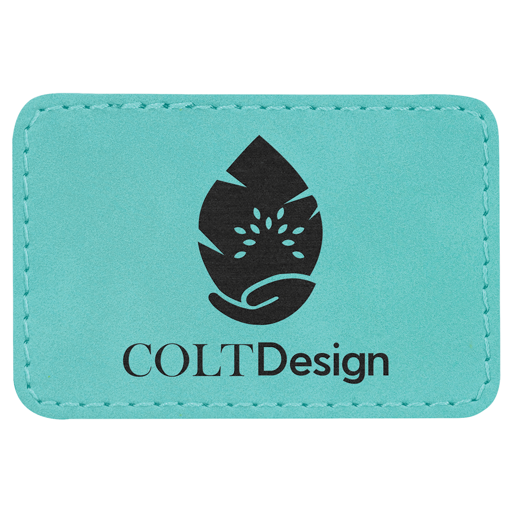 Teal 3" x 2" Rectangle Laserable Leatherette Patch with Adhesive