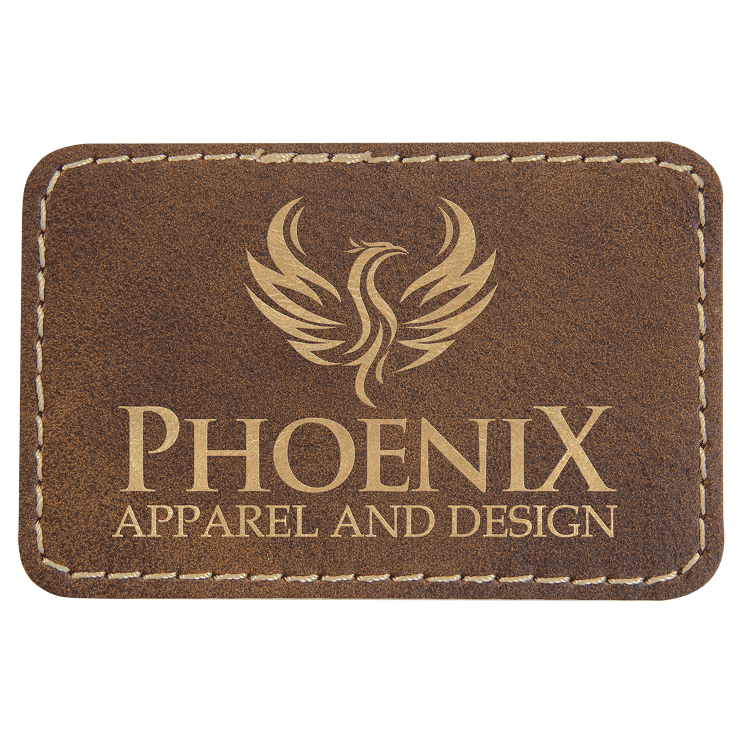 3" x 2" Rectangle Rustic/Gold Laserable Leatherette Patch with Adhesive