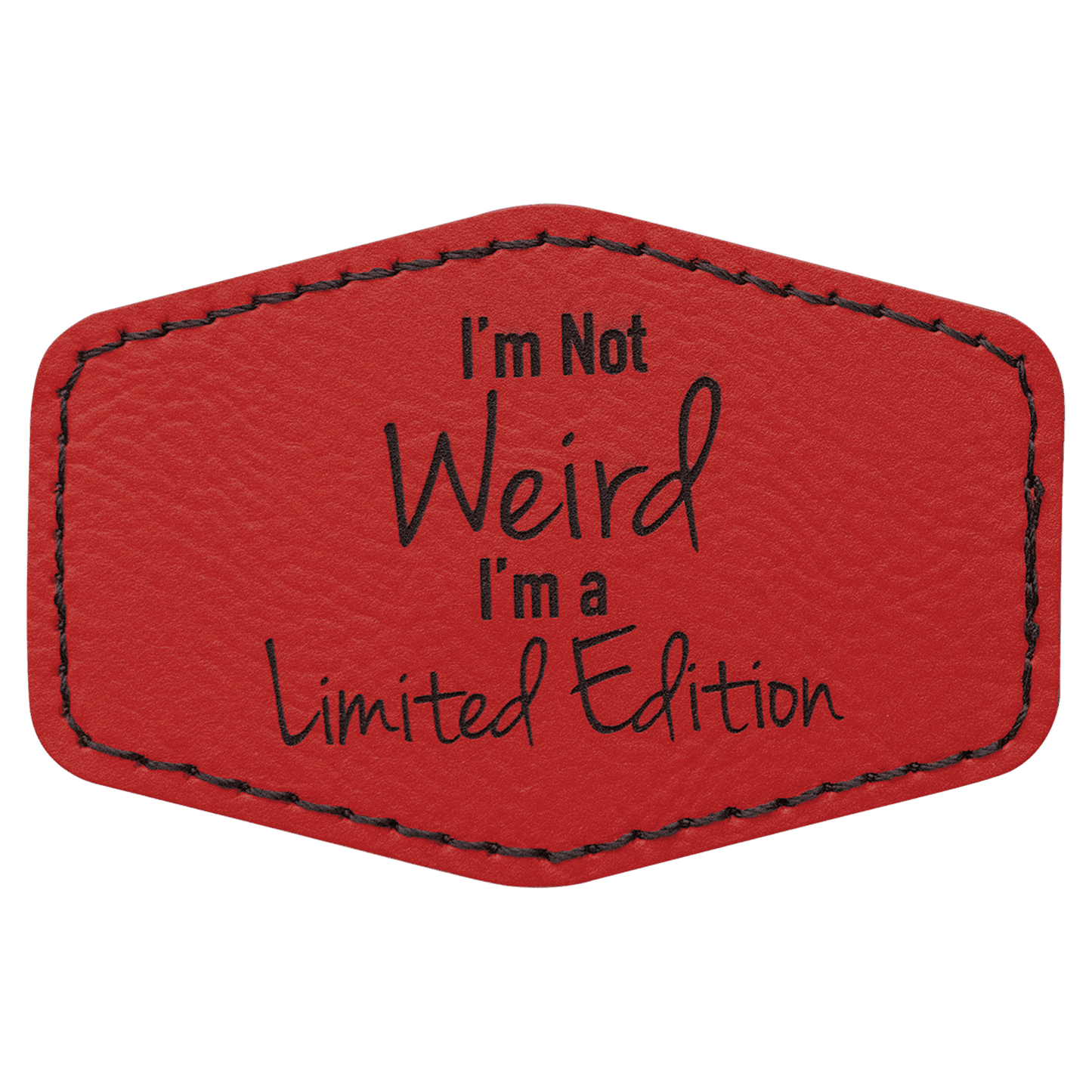 Red 3" x 2" Hex Laserable Leatherette Patch with Adhesive