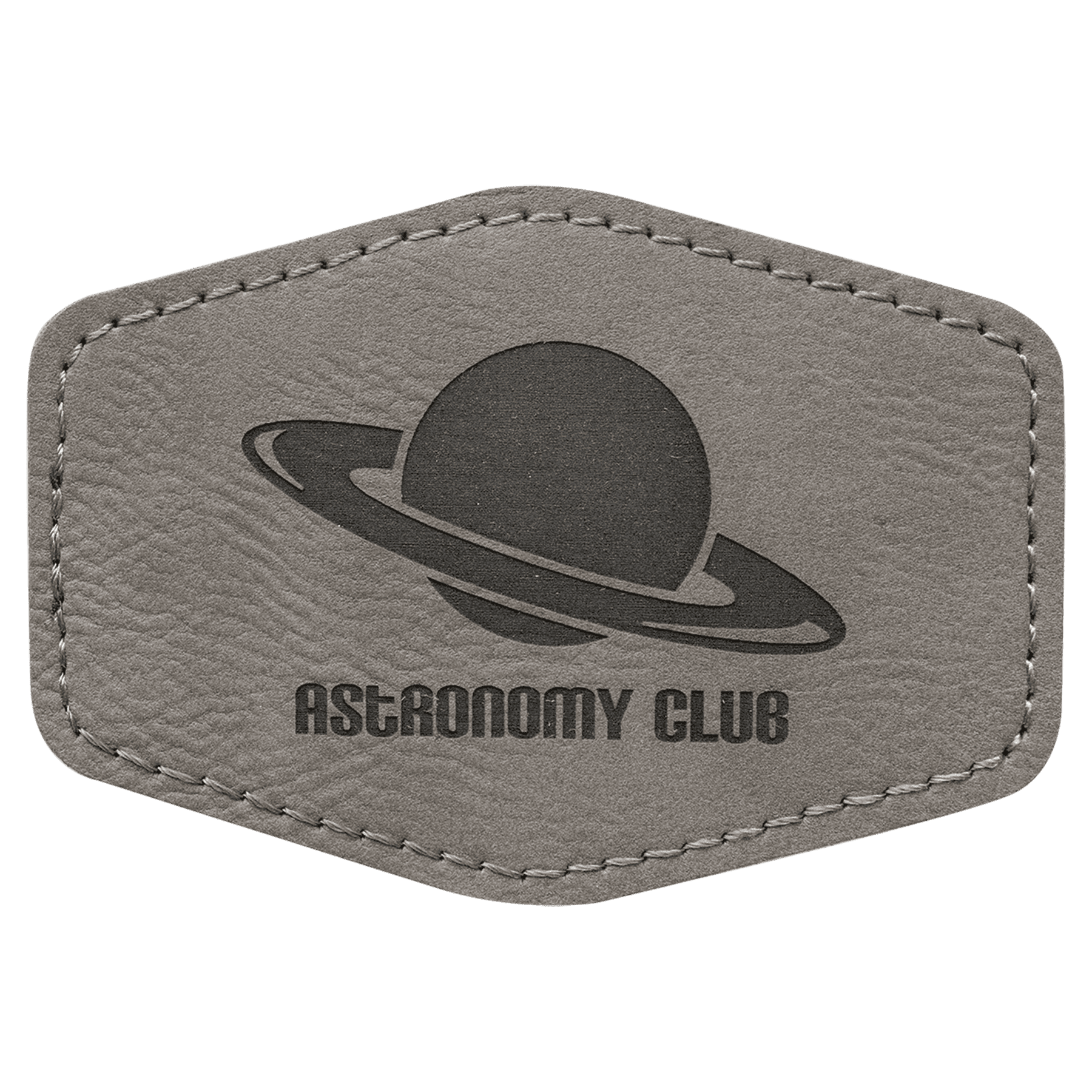 Gray 3 1/2" x 2 1/2" Hex Laserable Leatherette Patch with Adhesive