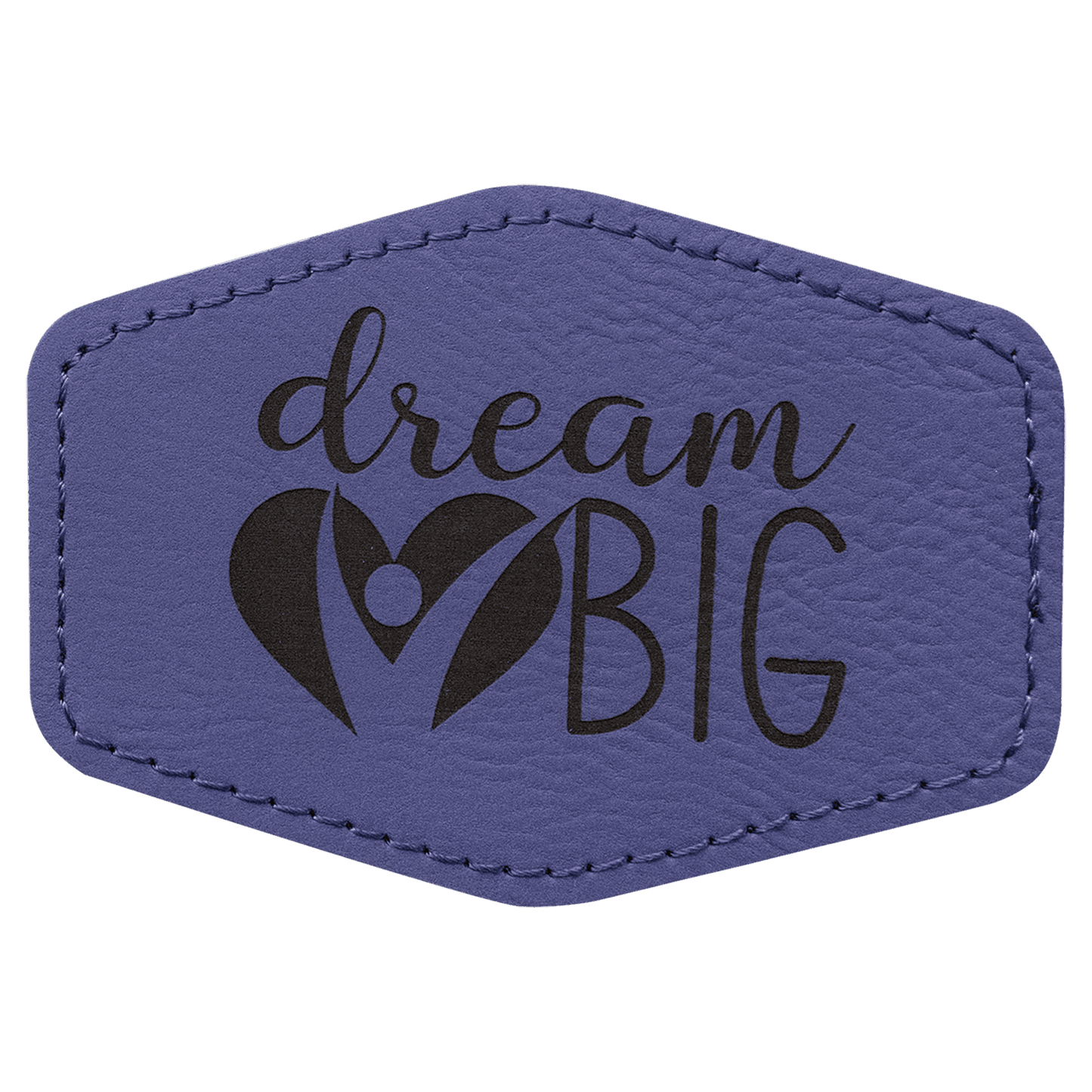 Purple 3 1/2" x 2 1/2" Hex Laserable Leatherette Patch with Adhesive