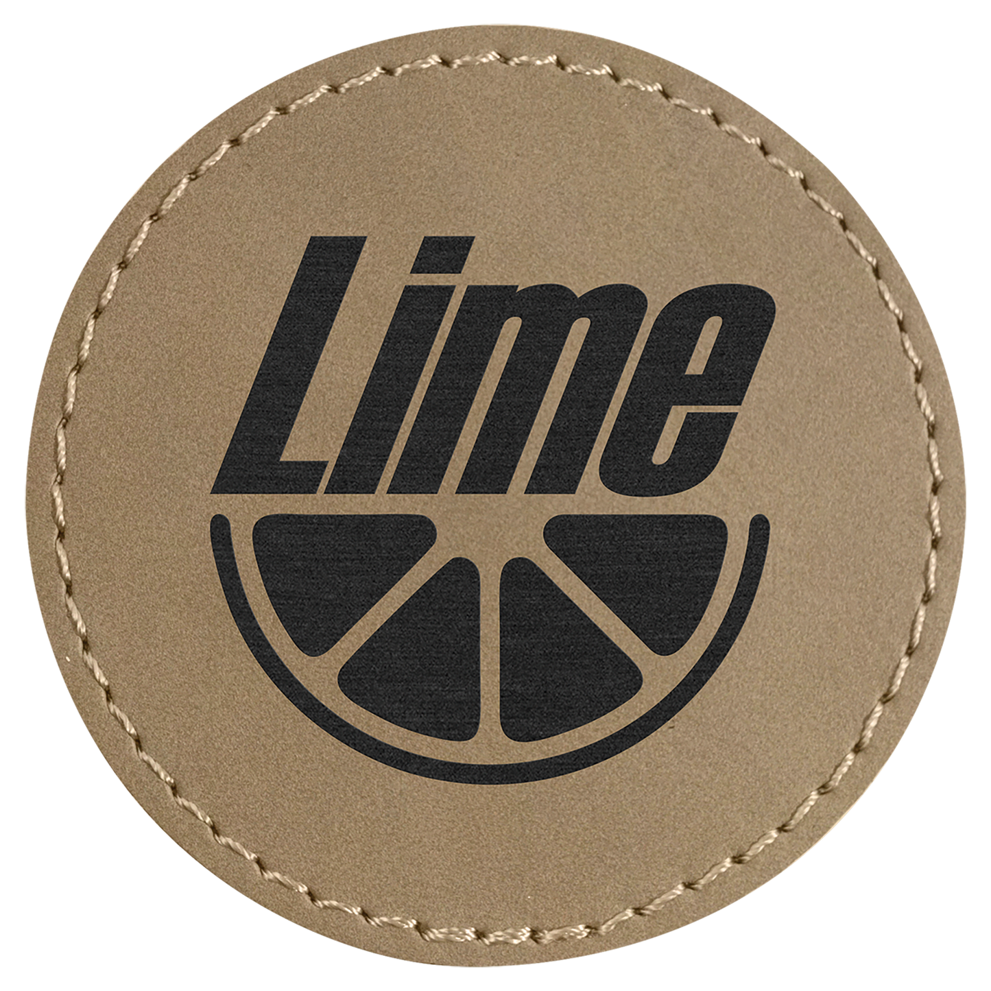 Light Brown 2 1/2" Round Laserable Leatherette Patch with Adhesive