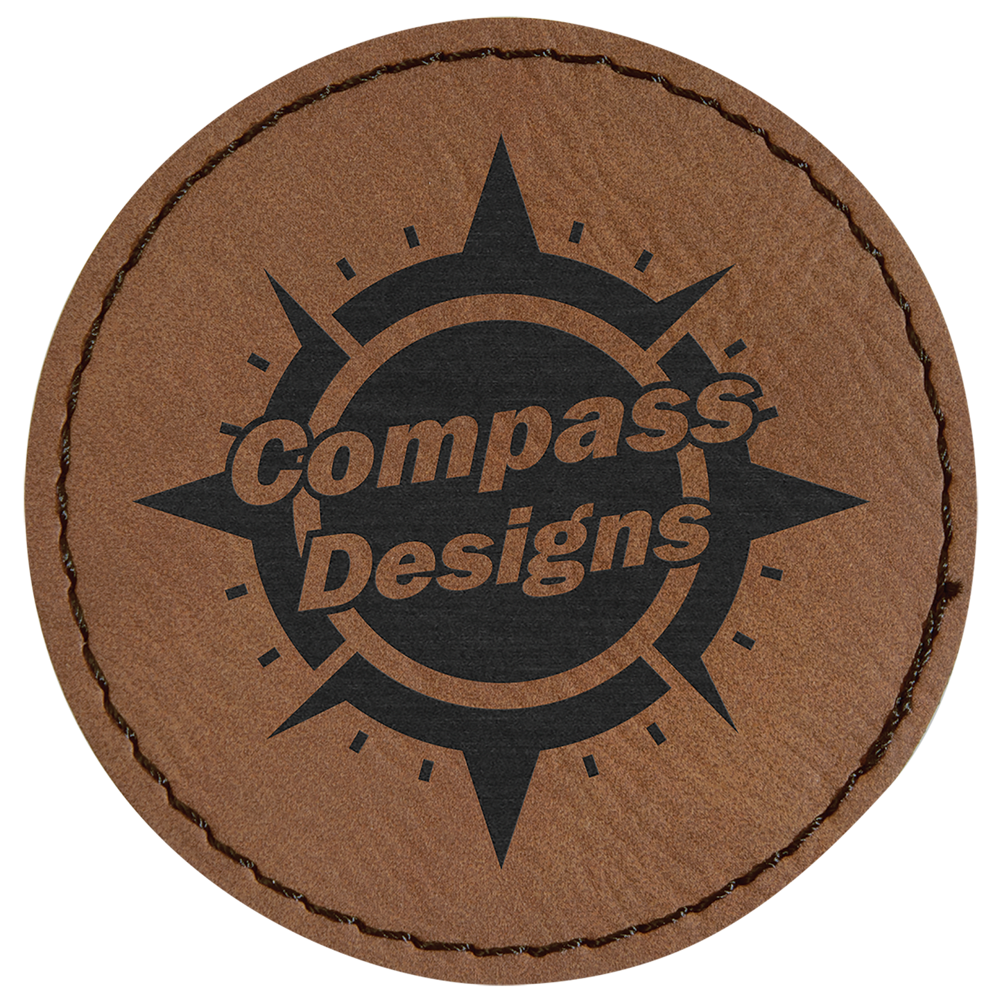Dark Brown 2 1/2" Round Laserable Leatherette Patch with Adhesive