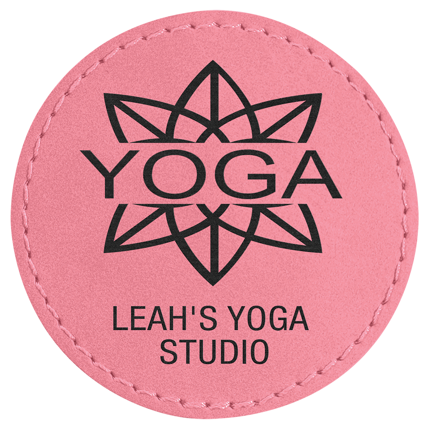 Pink 2 1/2" Round Laserable Leatherette Patch with Adhesive