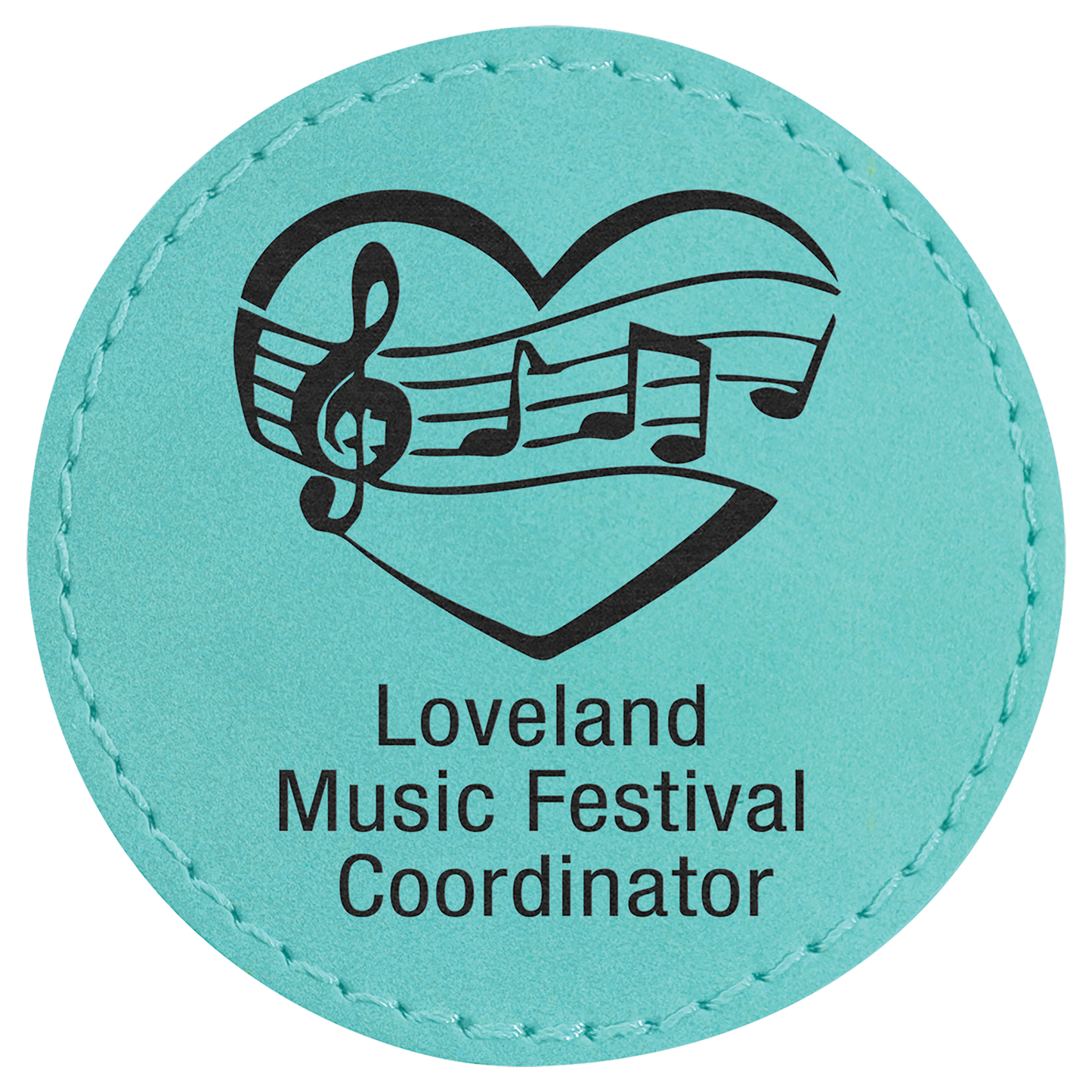 Teal 2 1/2" Round Laserable Leatherette Patch with Adhesive