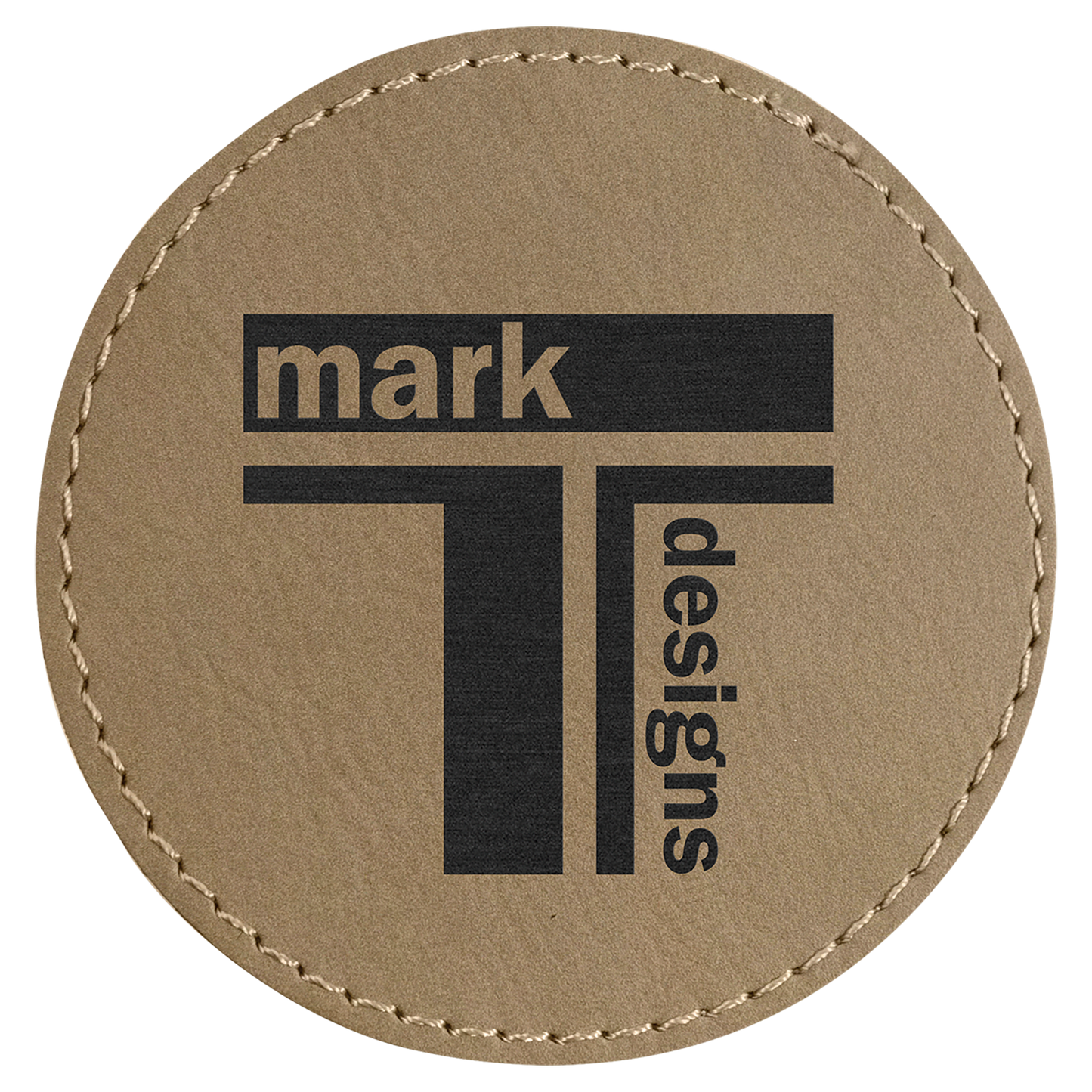 Light Brown 3" Round Laserable Leatherette Patch with Adhesive