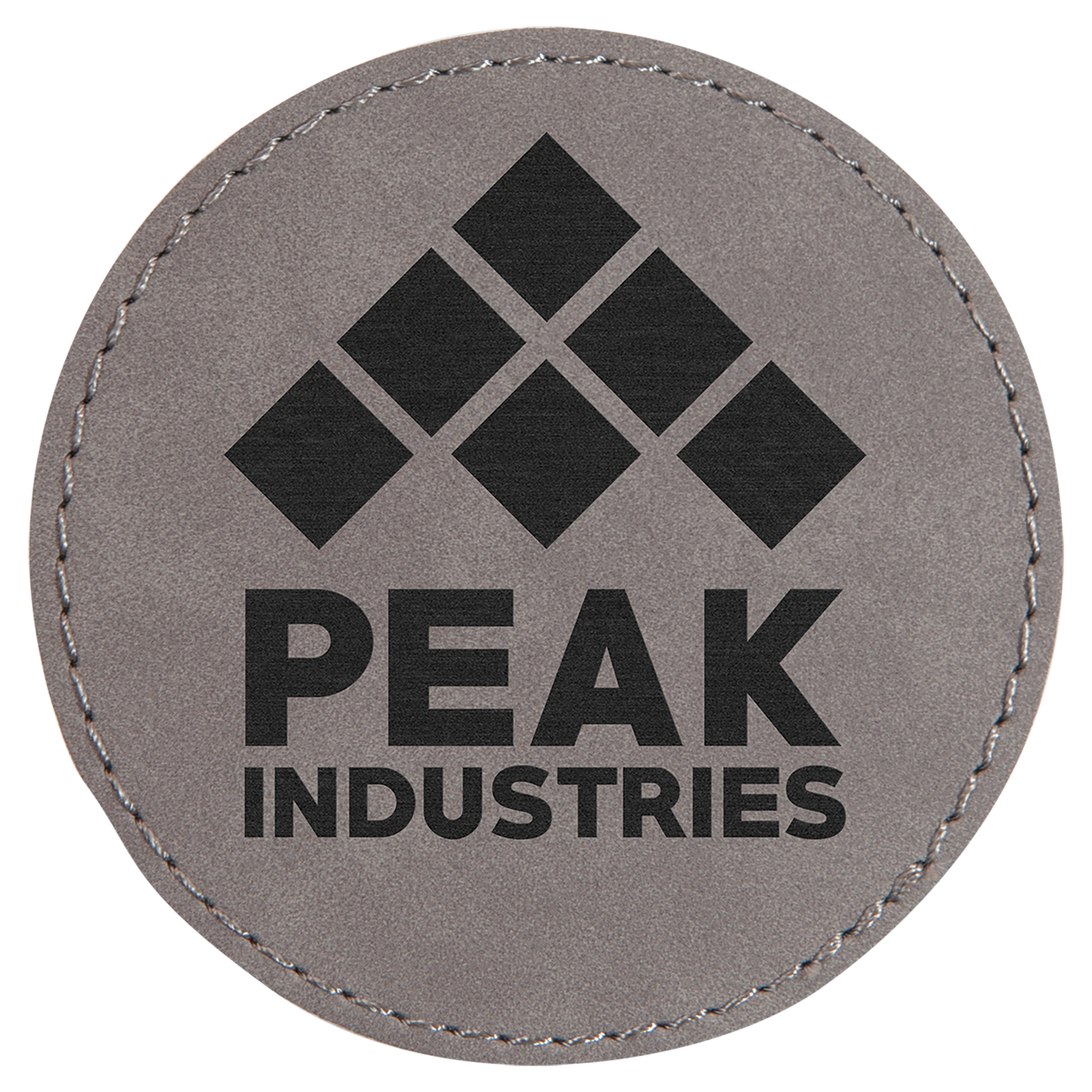 Gray 3" Round Laserable Leatherette Patch with Adhesive