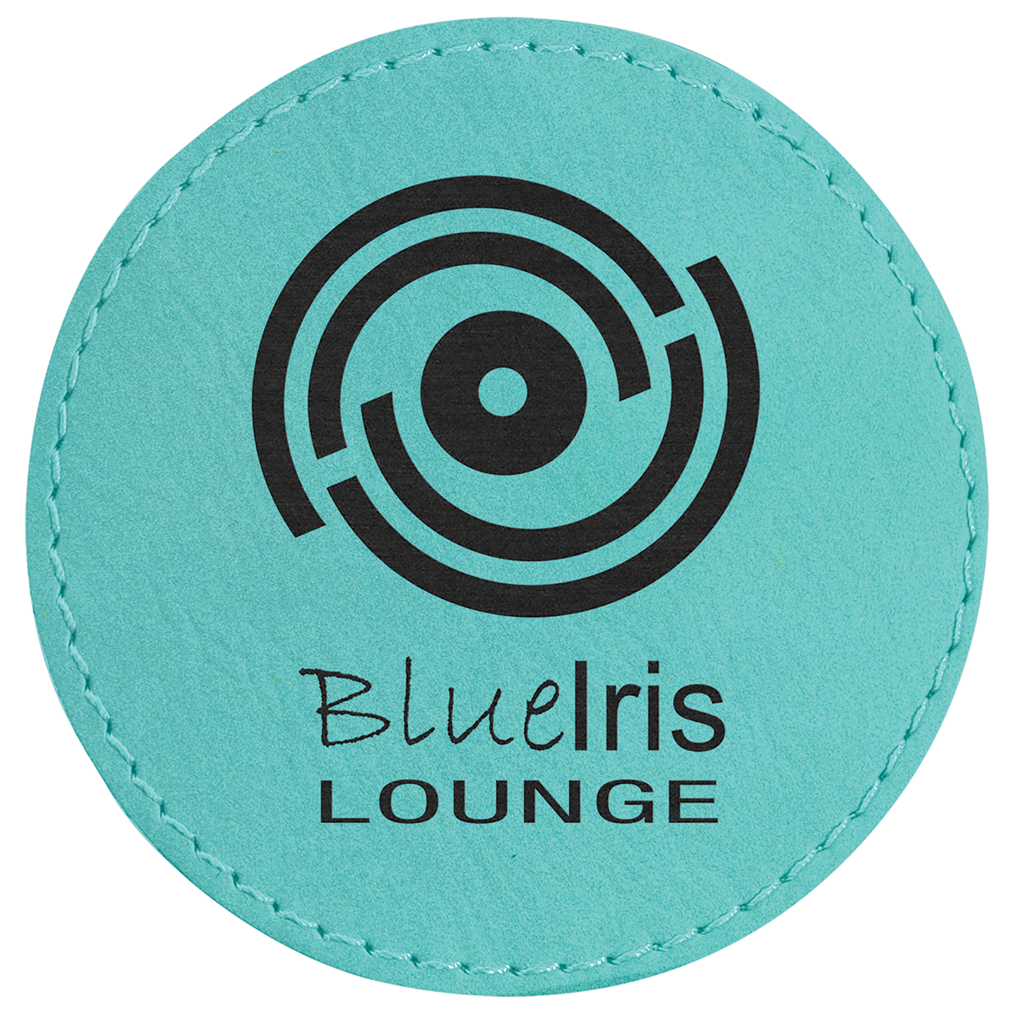 Teal 3" Round Laserable Leatherette Patch with Adhesive
