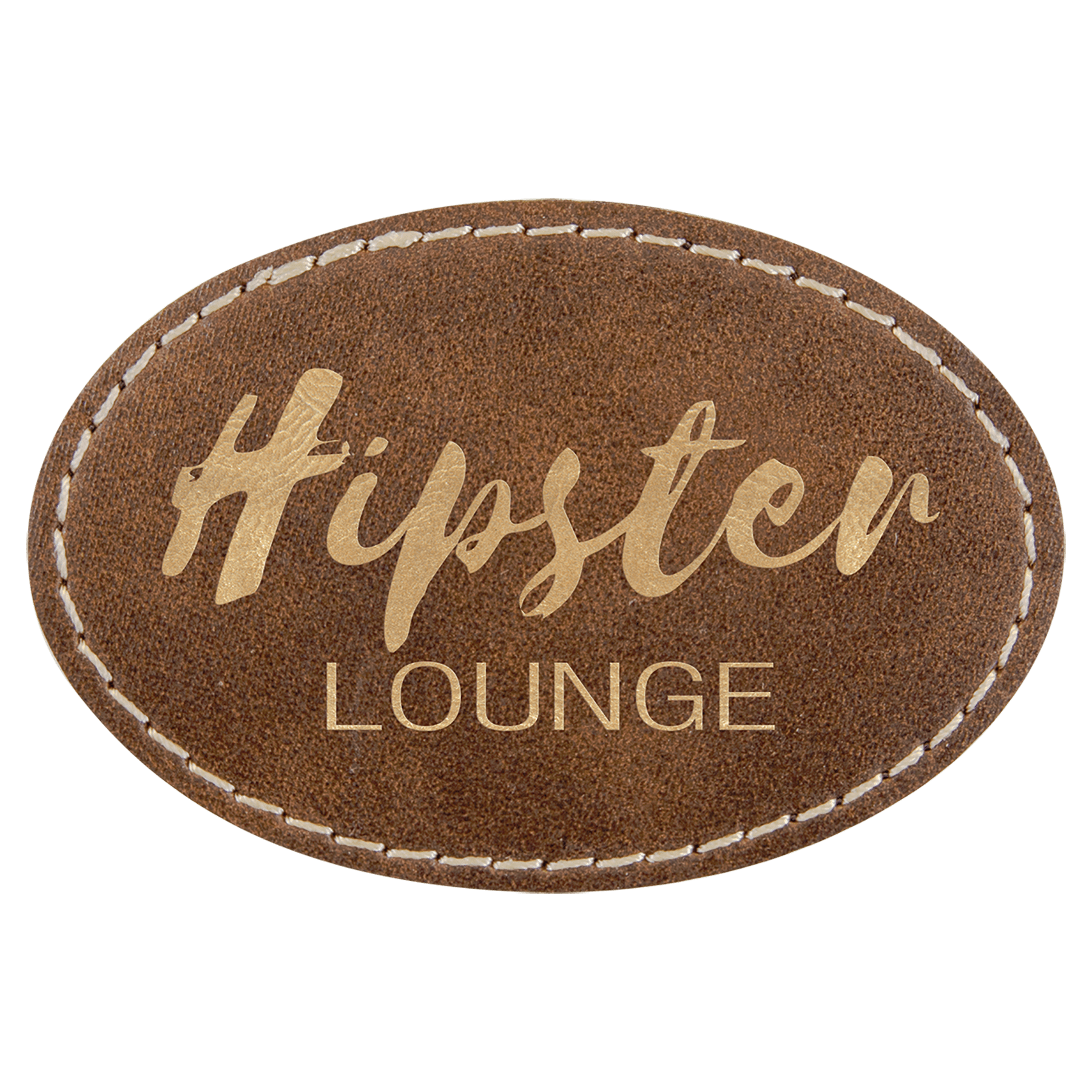 3" x 2" Oval Rustic/Gold Laserable Leatherette Patch with Adhesive