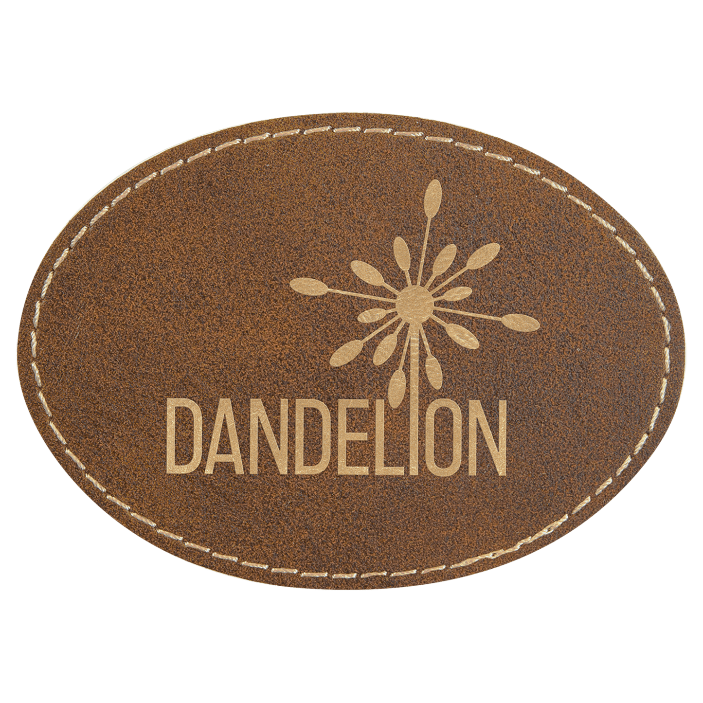 3 1/2" x 2 1/2" Rustic/Gold Laserable Leatherette Oval Patch with Adhesive