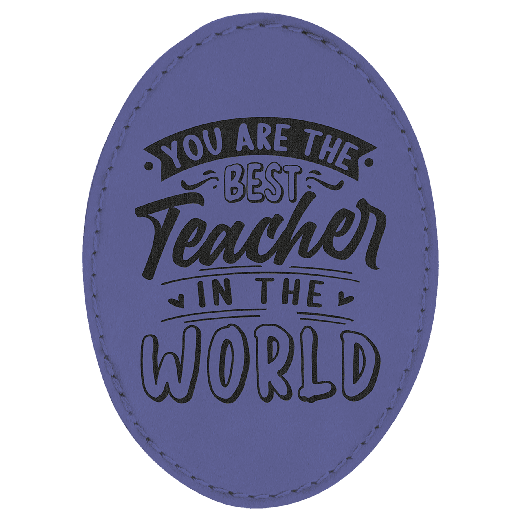 Purple 3 1/2" x 2 1/2" Laserable Leatherette Oval Patch with Adhesive