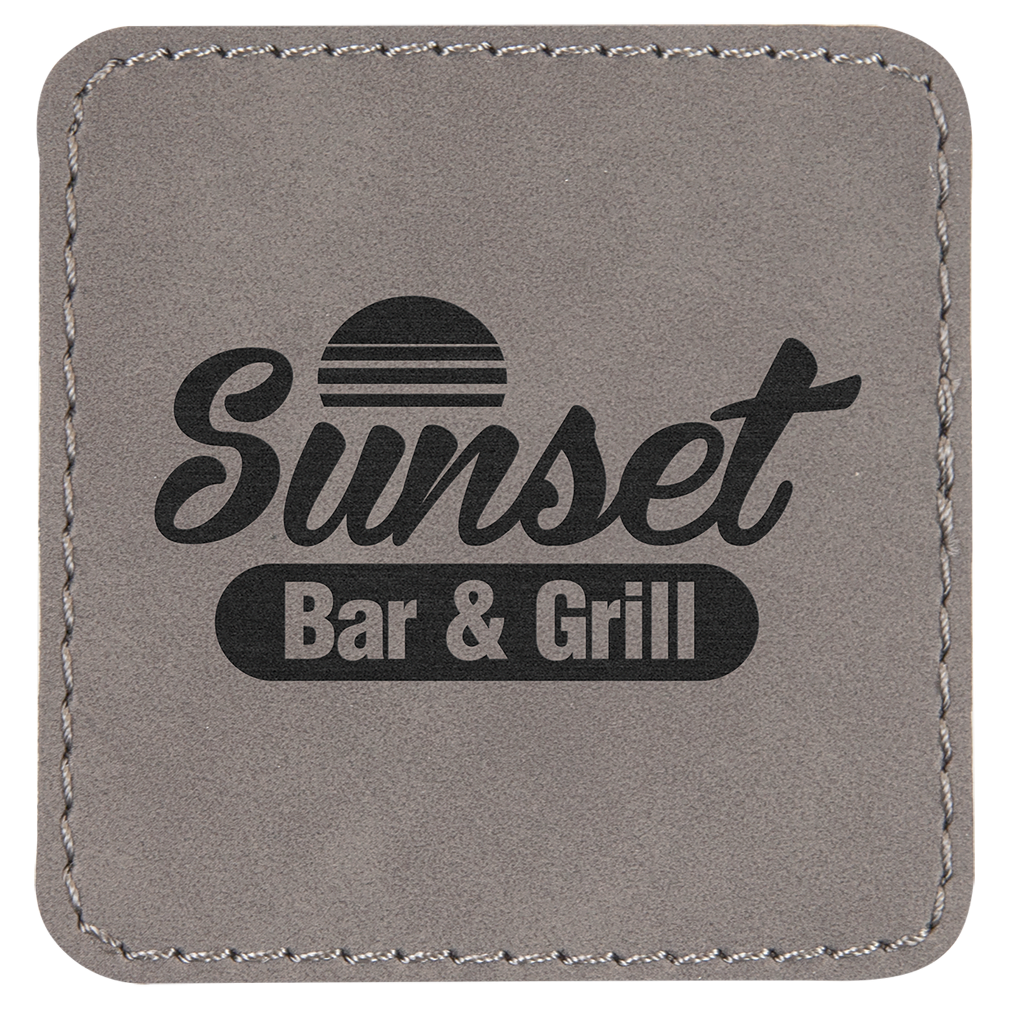 Gray 2 1/2" x 2 1/2" Square Laserable Leatherette Patch with Adhesive