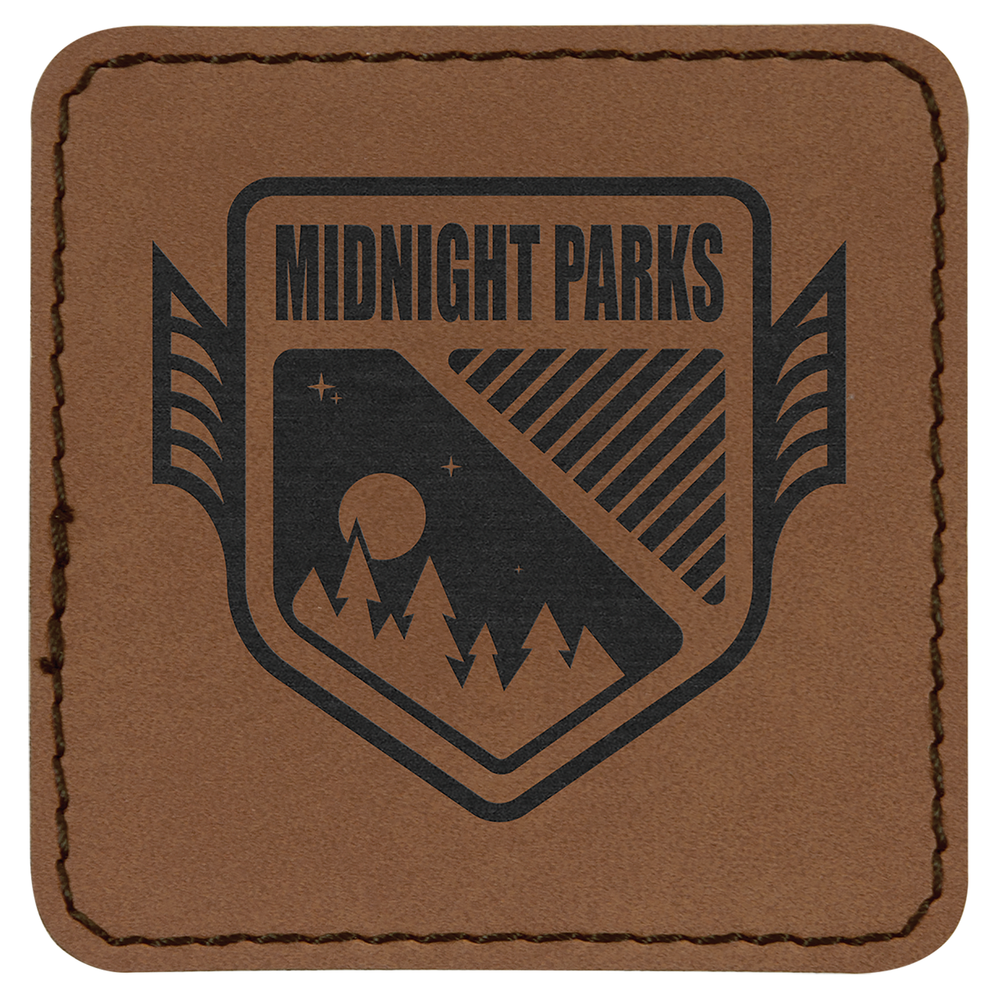 Dark Brown 2 1/2" x 2 1/2" Laserable Leatherette Patch with Adhesive