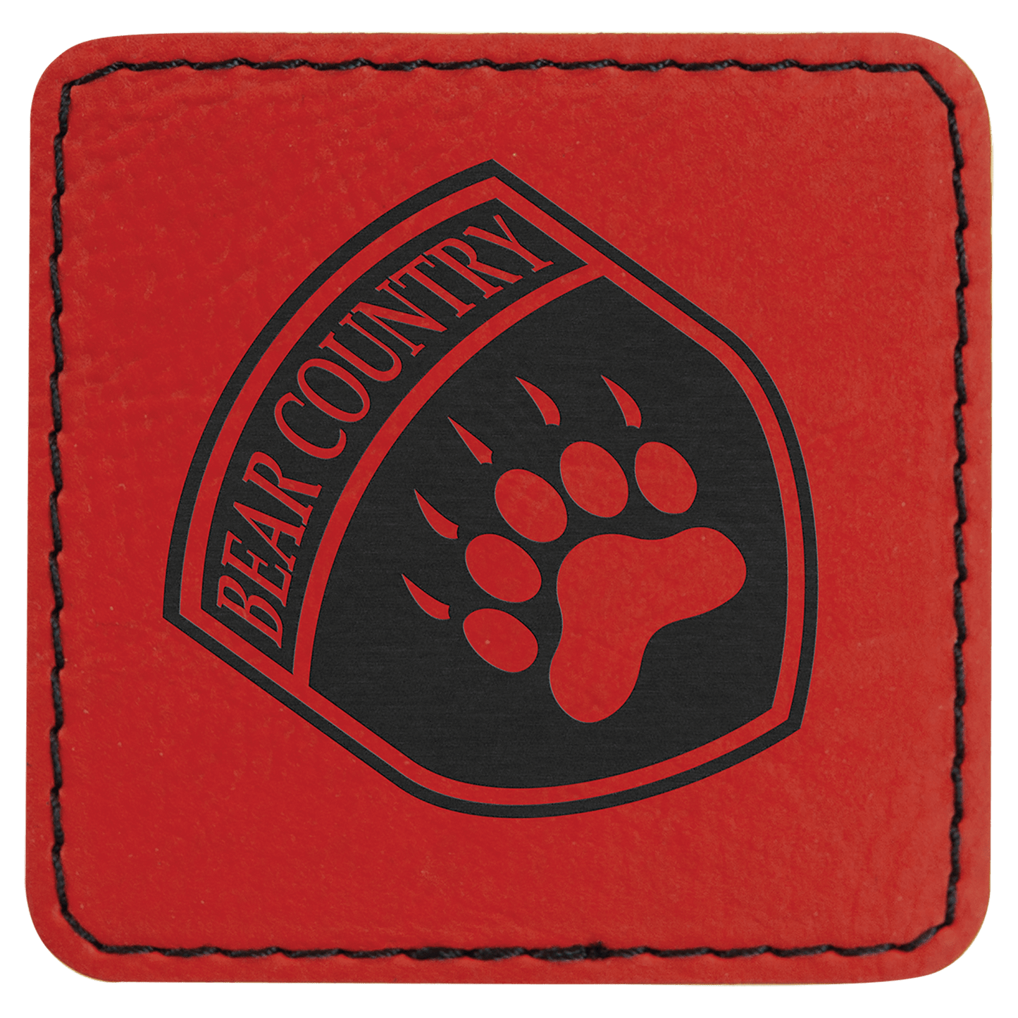 Red 2 1/2" x 2 1/2" Laserable Leatherette Patch with Adhesive