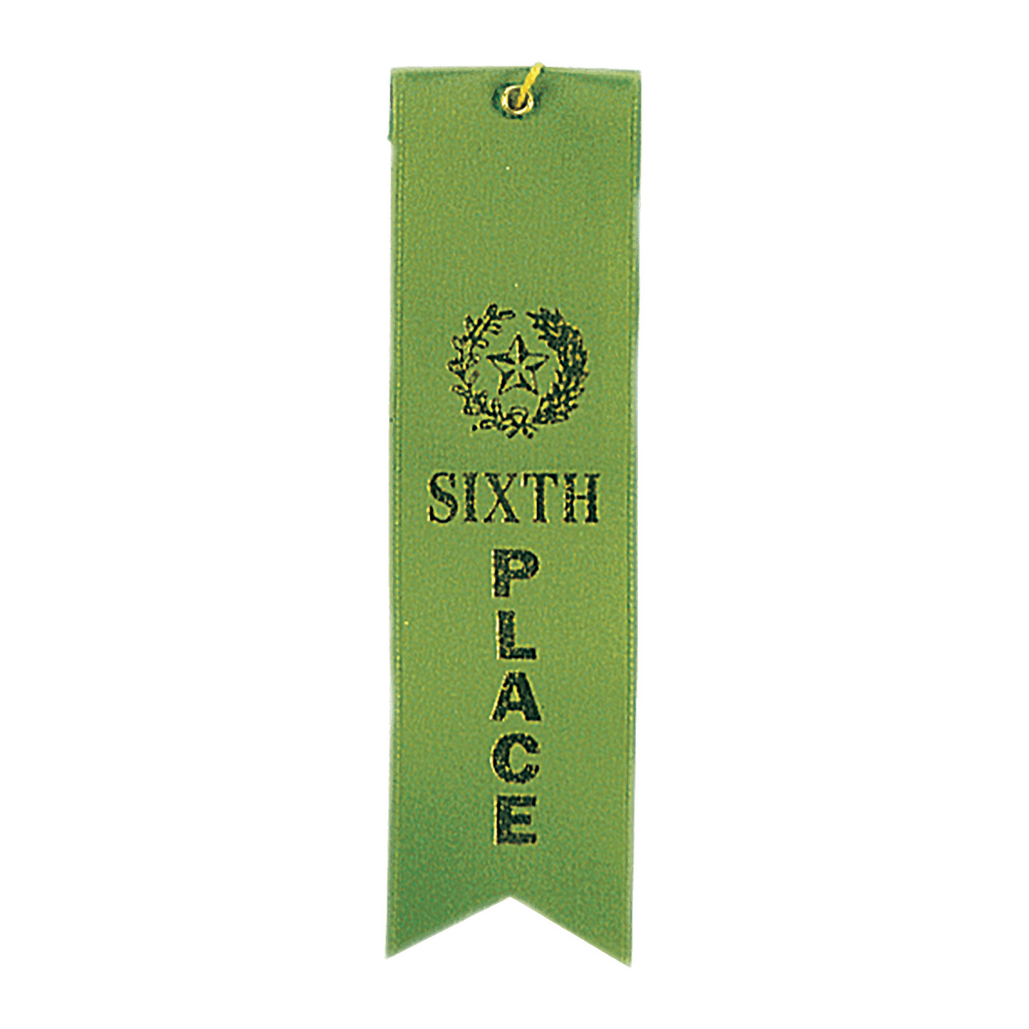 Green 6th Place Carded Ribbon with String