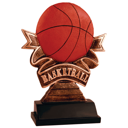 7" Basketball Ribbon Resin