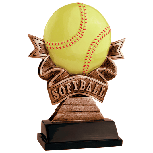 7" Softball Ribbon Resin