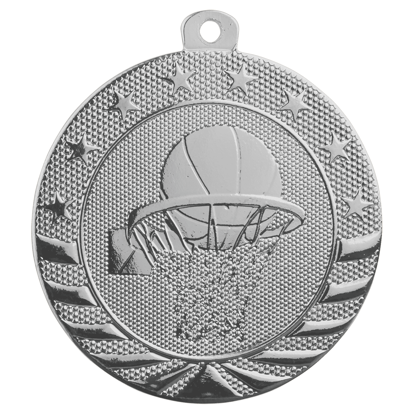 Bright Silver 2" Basketball Starbrite Medal