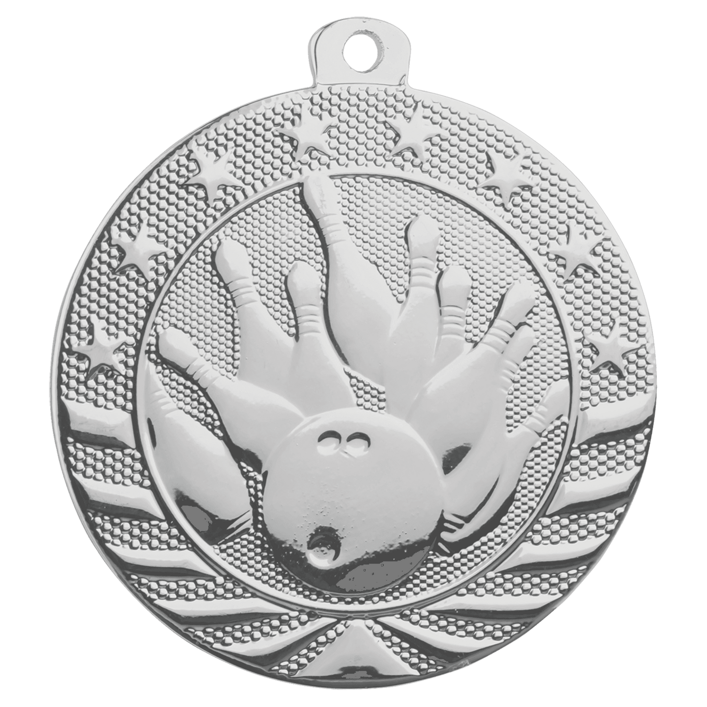 Bright Silver 2" Bowling Starbrite Medal