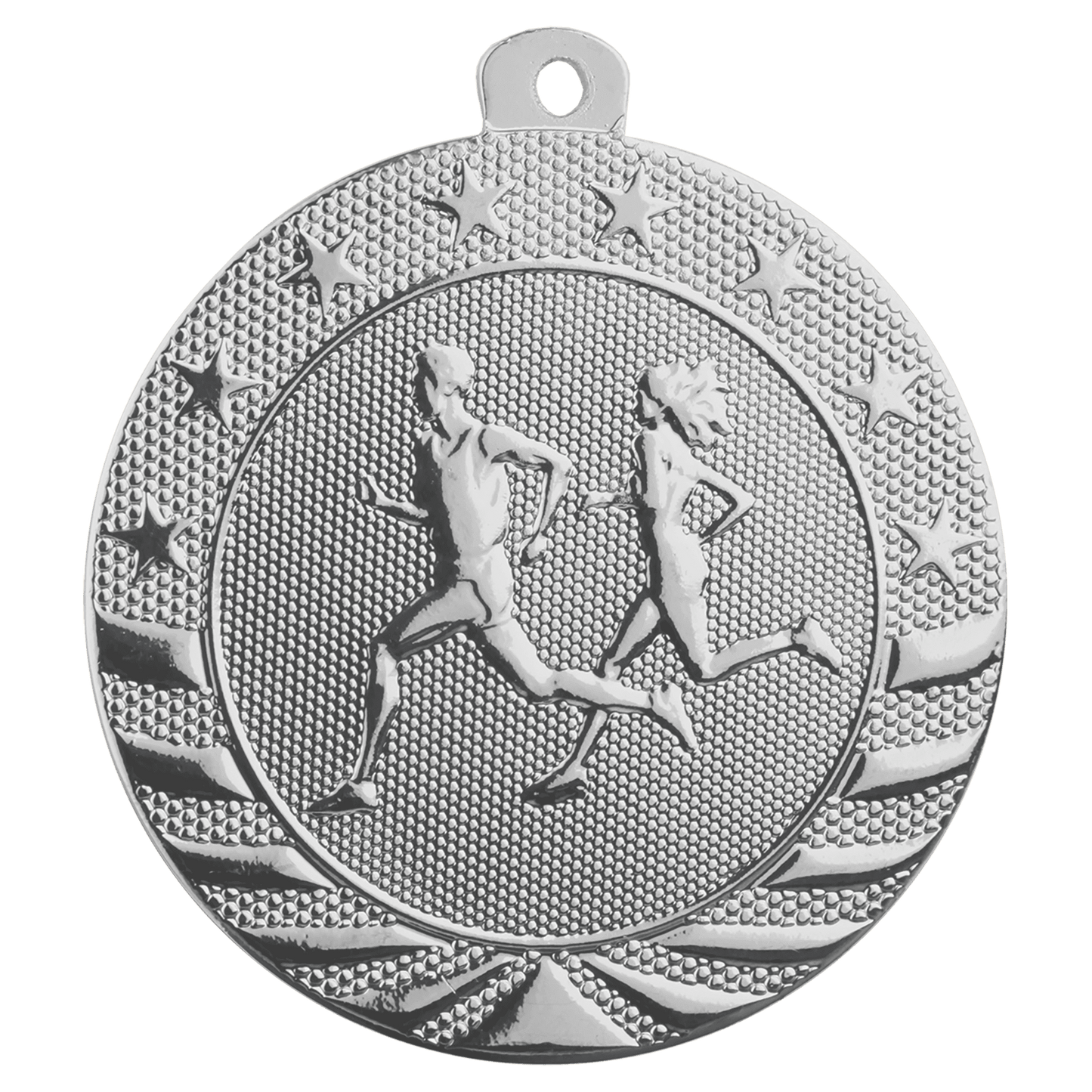 Bright Silver 2" Cross Country Starbrite Medal