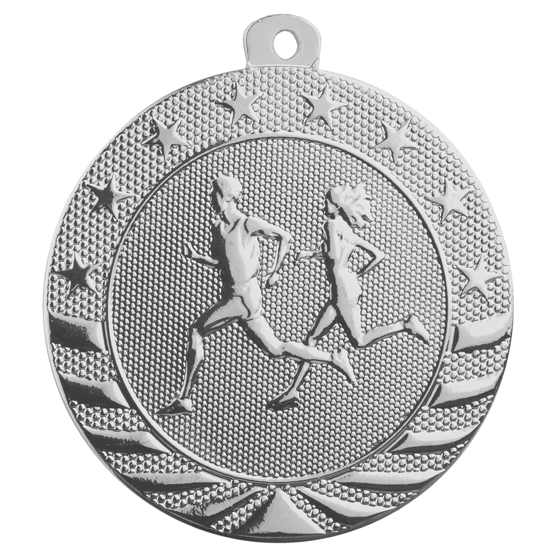 Bright Silver 2" Cross Country Starbrite Medal
