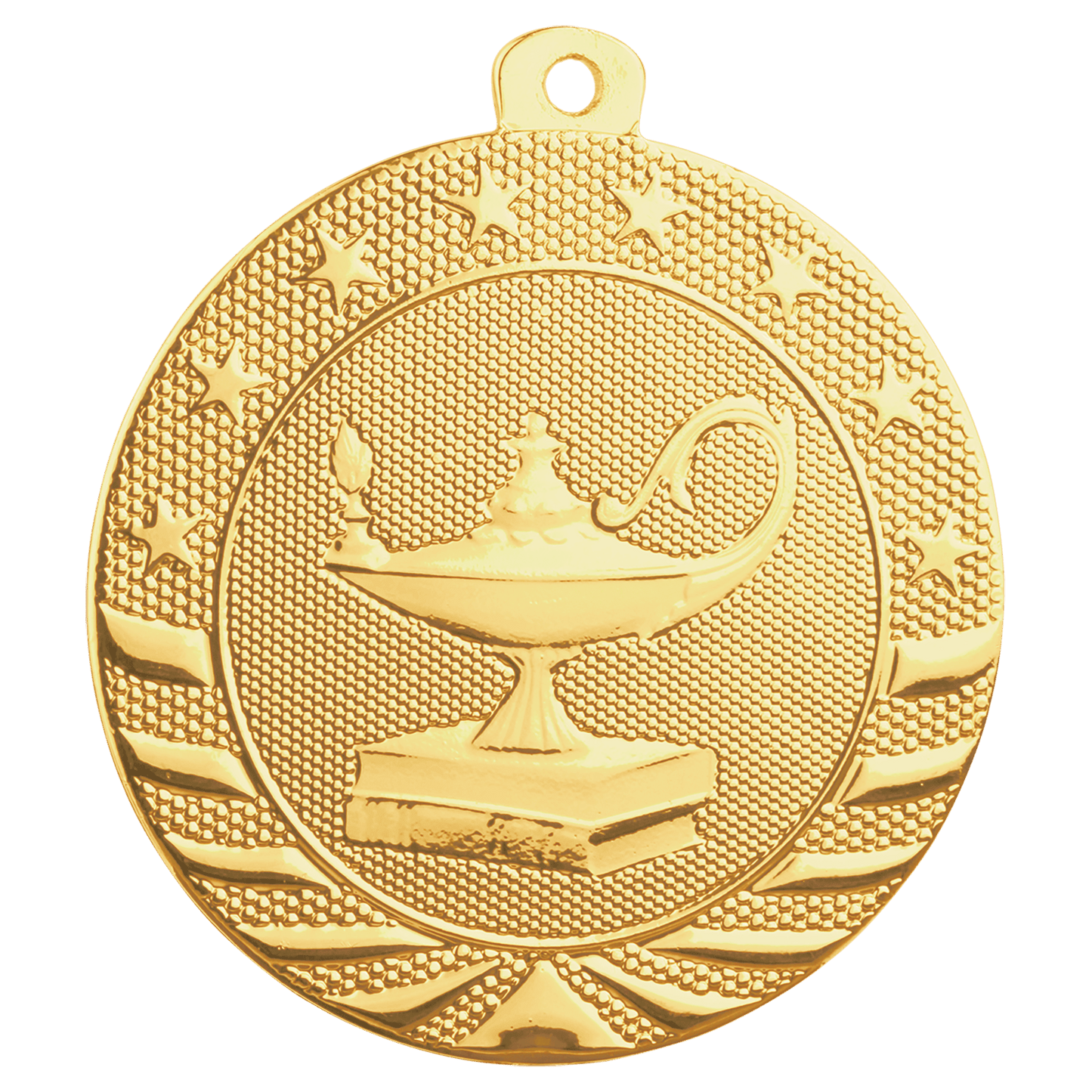 Bright Gold 2" Lamp of Knowledge Starbrite Medal