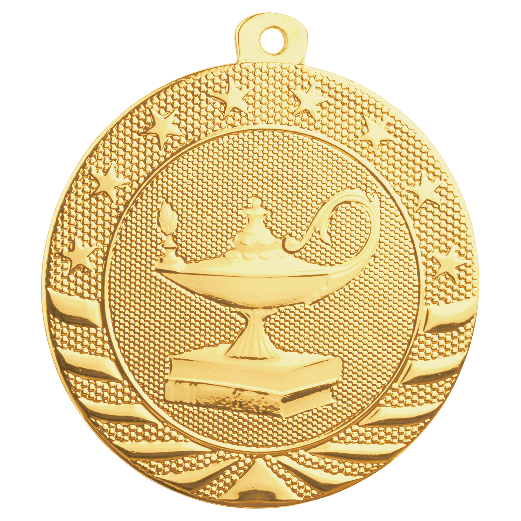 Bright Gold 2" Lamp of Knowledge Starbrite Medal