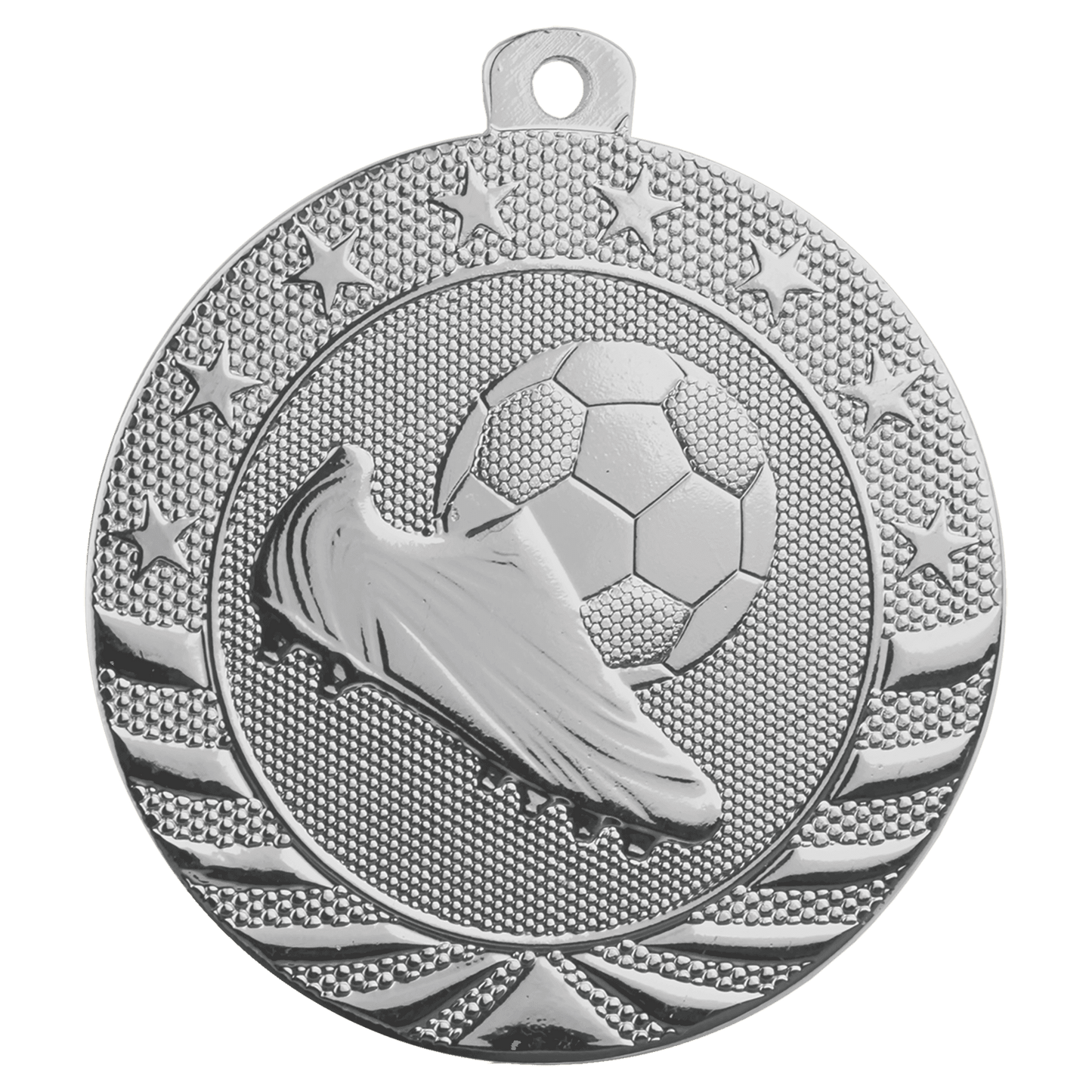 Bright Silver 2" Soccer Starbrite Medal