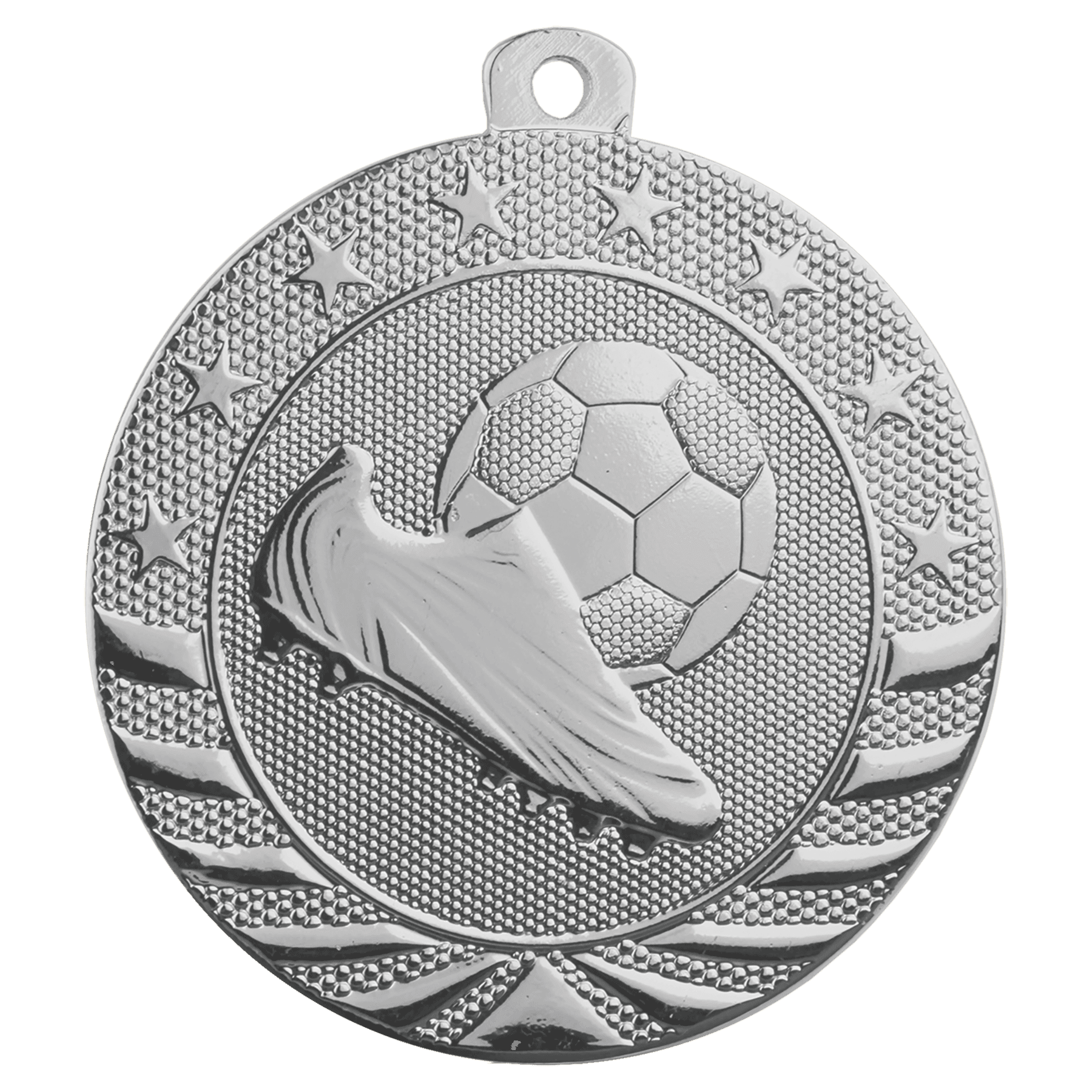 Bright Silver 2" Soccer Starbrite Medal