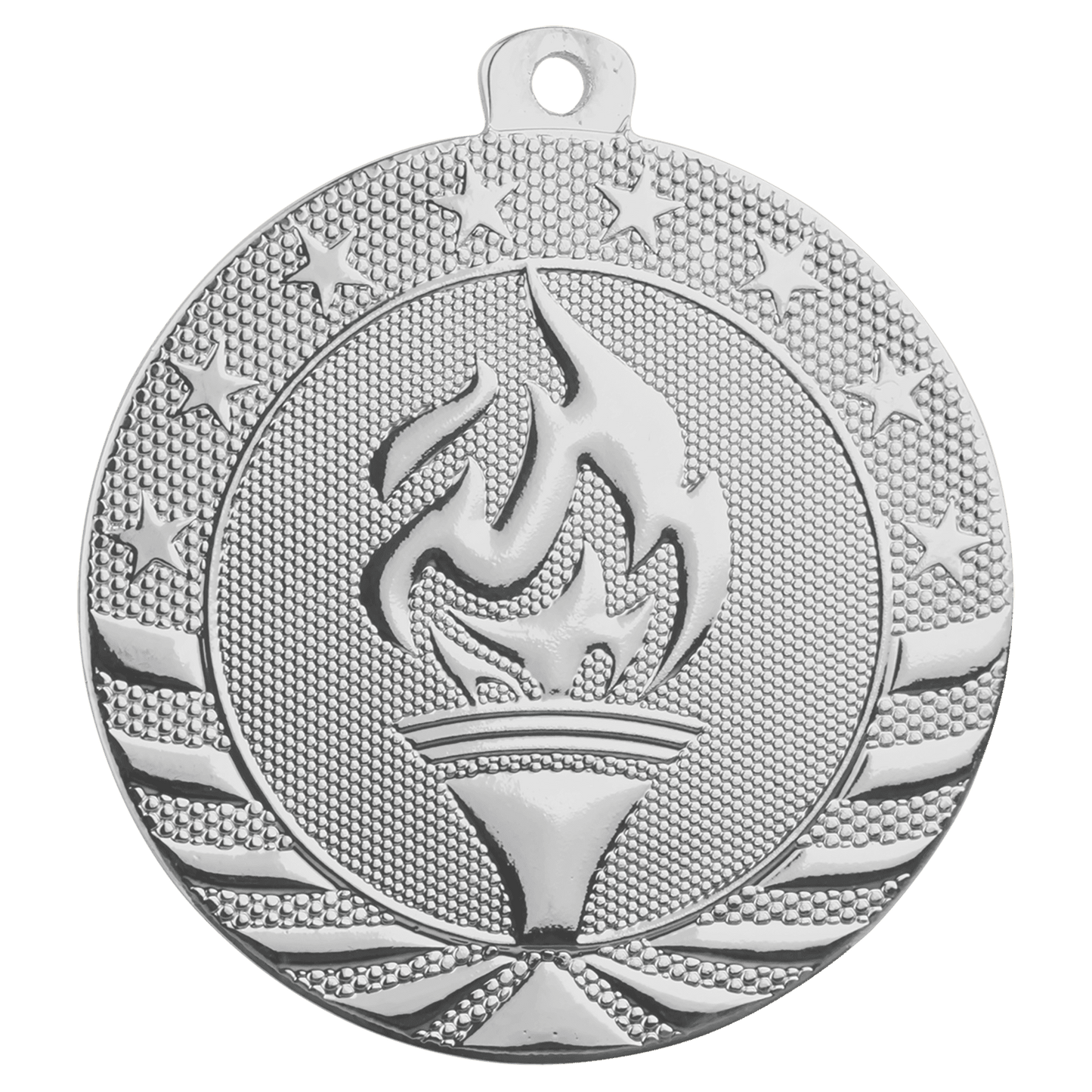 Bright Silver 2" Torch Starbrite Medal